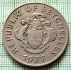 Seychelles 1977 1 Rupee  Triton Conch Shell   Coat Of Arms  One Year Type