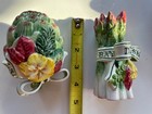 Fitz   Floyd Asparagus Artichoke Salt   Pepper Shakers Herb Garden 1996-2000