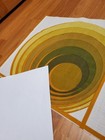 Awesome Rare Vintage Mid Century Retro 70s 60s Olive Op Art Circles Row Fabric 