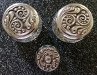 Vintage Set Of 3 Avon Glass Vanity Jars  Silver-toned Embossed Lids 