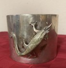 1940 s Wolmar Castillo Silver Plated   Jade Iguana Wine Coaster Bowl Rare
