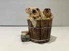 Vintage 1992 Stone Critters 3 Cocker Spaniel Dog  puppies In A Tub  Figurine