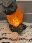 Vintage Amber Glass   Resin Owl Lamp Light Up Table