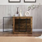 Funnihomi Dog Crate Furniture  Wooden Dog Kennel Indoor W  Cushion  Double Doors