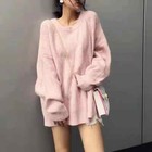 Women s Long Sleeve Crew Neck Loose Oversized Knitted Pullover Sweater