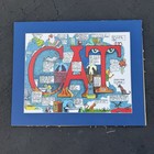 Peter Prints Humorous    cat    80s 1986 Wall Art Wood Framed 21  Vintage