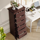 6 Drawer Tall Chest Dresser Wooden 52  High Narrow Storage Cabinet Small Space