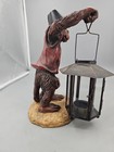 Butler Monkey Fez Hat Holding Lamp Statue With Tea Light No Broken Glass