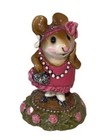 Wee Forest Folk Mouse Wff M-171 Zelda Pink Dress Purse Pearls Figurine