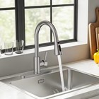 Commercial Brushed Nickel Kitchen Faucet Pull Out Sprayer Single Hole Mixer Tap