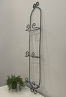 Vtg Black Metal Wall 3 Plate Display Rack Scrollwork Hanging Holder