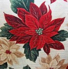 Tablecloth Christmas Red Green Gold Natural Tan Floral Poinsettia Holiday New