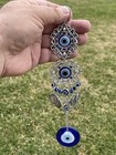 Turkish Blue Evil Eye Home Wall Hanging D  cor - Amulet Glass Beads - Lucky Gift