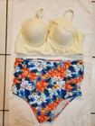Women High Waisted   2 Piece Floral Set Push Up Padded Bra Bathing Suit  - Xl