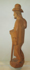Vintage Carved Wood Wooden Statue Of A Poor European Man And Dog 9 Inches