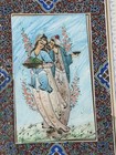 Vtg Persian Miniature Painting 9 3 4 X 7 3 4 Khatam Marquetry Frame Romantic