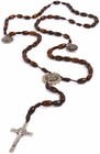Saint Benedict Cross Wooden Rosary  Wood Prayer Beads W  Crucifix And St Medal