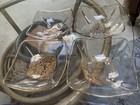 Georges Briard Signed Glass Mcm 6 5    Set Of  4 Square Dishes Bowls Gold Design