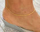 Solid 10k Yellow Gold 1 1mm Singapore Chain Anklet Bracelet   10    - Pe9