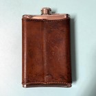 Vintage Edelstahl Rostfrei Leather Wrapped Stainless Steel Flask 8 Oz Germany