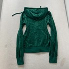 Juicy Couture Women s Dark Green Velour Zip-up Hoodie Drawstring Pockets Size Xl