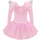 Girls Glitter Ballet Leotards Costume Kids Athletic Unitards Dance Tutu Dresses