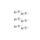 3-pair Set 925 Silver Clear 3mm Round Stud Earrings Made With European Crystals 