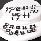 15 Pairs Black Earrings For Men  Stainless Steel Mens Earrings Set With Studs E