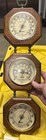 218-1970   s 20  Wood Weather Station- Thermometer  Barometer  And Hygrometer