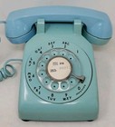 Vintage Bell  Systems Electric Turquoise Aqua Blue Rotary Dial Telephone 1980s