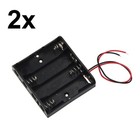 2x 4-aa Slots Battery Spring Clip Holder Case Plastic Storage Box Flat   Wire 6v