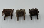 Vintage Dollhouse Furniture   Miniature Set Of 3 Chairs W  Yellow Covers