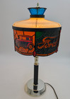 1970 s Ford Dealer Desk Lamp - Tiffany Style Table Light - Faux Stained Glass