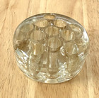 Vintage Clear Glass Round Flower Frog 11 Holes 3  By 1  1 4 