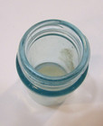 Primitive Old 1930s Blue Green Aqua Glass 3 25  Tall Antique Medicine Bottle Jar