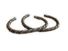2 Pc Vintage Native American Navajo Sterling Silver  Braided Rope Cuff Bracelets