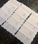 Set Of 12 Vintage Linen Rooster Cocktail Napkins Madeira Hand Embroidered Blue