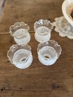 Vintage Set Of 4 Hurricane Glass Lamp Shades With 2 Polished Brass Fixtures