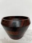 Hand Turned Wood Bowl Layered Mid Century Folk Art 6    Artist Signed Vtg 