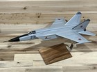 Hand Crafted Mahogany Wood Mig-25 Foxbat Jet 18    Desk Top Model New Damaged Read
