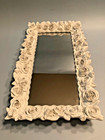 Vanity Mirror Tray-perfume Tray-footed White Resin Roses-shabby Chic