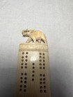 Vintage Antique Faux Ivory Japanese Carved Cribbage Board Elephant 19th Century