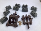 27 Pc  Crossbows And Catapults Parts Pieces 1983 Flags soldiers bricks  b2 