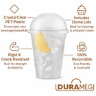 Durameg 16oz Clear Pet Cups With Dome Lids 100 Pack   Smoothie   Dessert Cups