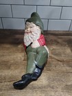 Vintage Ceramic Garden Gnome 70s Shelf Sitter Elf Pixie Green Mystical 11 