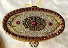 Antique E jb Brass Jeweled Gold Ormolu Casket Jewelry Vanity Box Great Condition