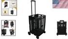 Versatile 55 Lb Capacity Foldable Rolling Cart With Telescopic Handle - Black