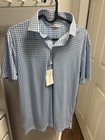 Collars   Co Dress Collar Polo Shirt Men Small Navy   Light Blue Windowpane Nwt