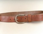 Abercrobie Belt Womens Brown Leather Wide Work Silver Buckle Sz S m 28 Stitched
