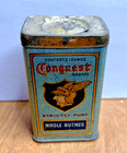 Vintage Conquest Whole Nutmeg Litho Spice Tin Can Lewis Hubbard Charleston W va 